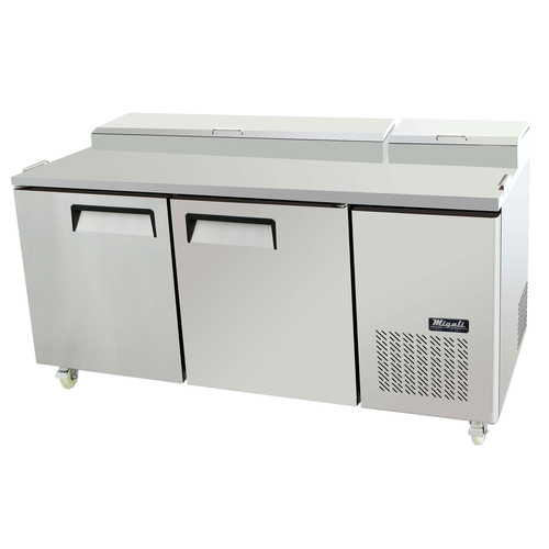 Migali C-PP67-HC 67" W Two-Section Two Door Two Door Competitor Series Refrigerated Counter/Pizza Prep Table