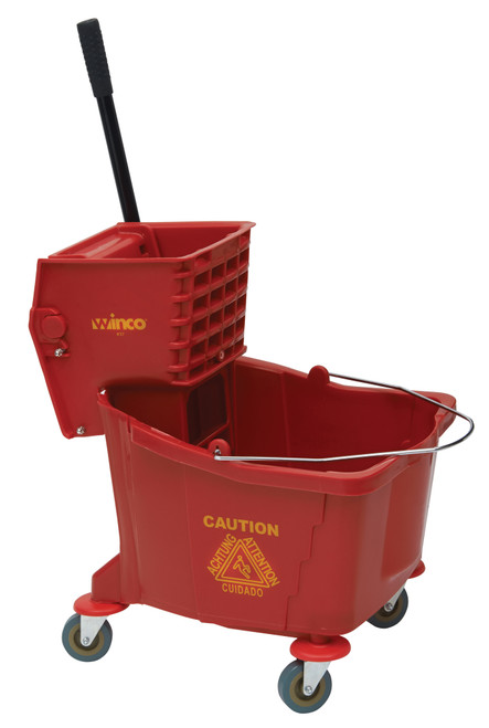 Winco MPB-36R 36 qt. Red Mop Bucket With wringer