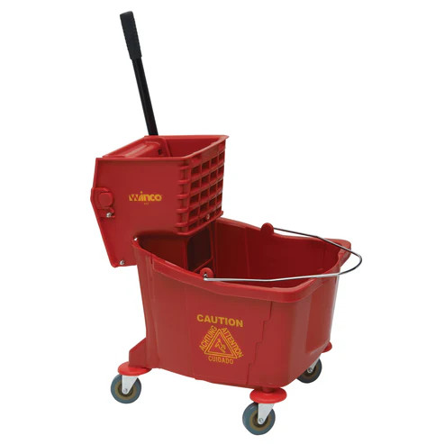 Winco MPB-36R 36 qt. Red Mop Bucket With wringer