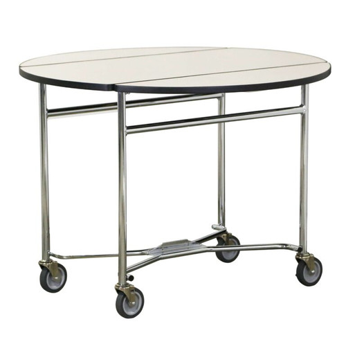 Lakeside 412 40" W Plastic Laminated Top Drop-Leaf Round Room Service Table