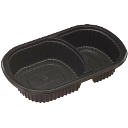 Dinex DXMW812PBLK 18 oz Black Polypropylene Medium Oblong Disposable Entree Platter