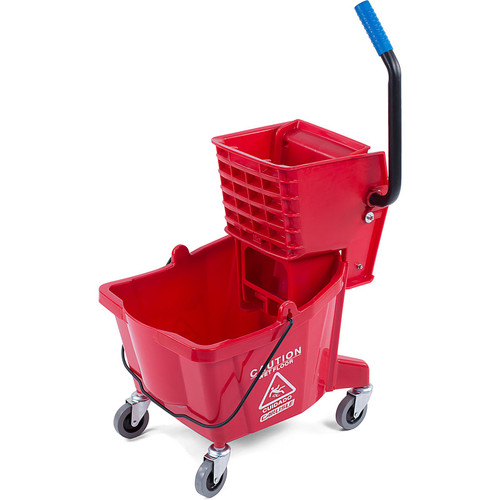 Carlisle 3690805 Mop Bucket Combo 26 qt. Polyethylene Red Side Press