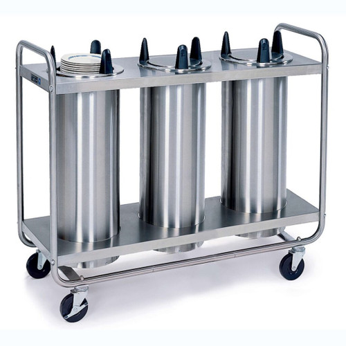 Lakeside 7305 Easy-Glide 5.75" Dia. Round Stainless Steel 3-Tube Open Mobile Dish Dispenser