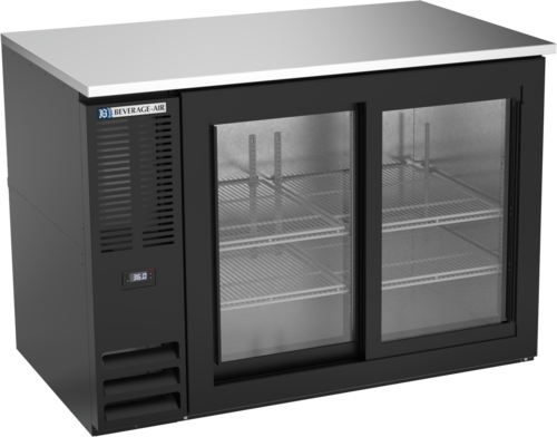 Beverage Air BB48HC-F-GS-B 48" W Two-Section Glass Door Refrigerated Food Rated Back Bar Storage Cabinet - 115 Volts