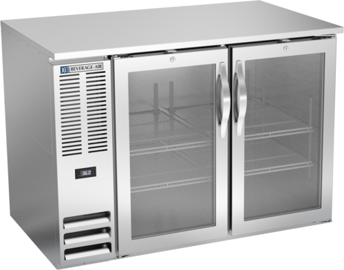 Beverage Air BB48HC-G-S 48" W Stainless Steel Two-Section Glass Door Refrigerated Back Bar Storage Cabinet - 115 Volts