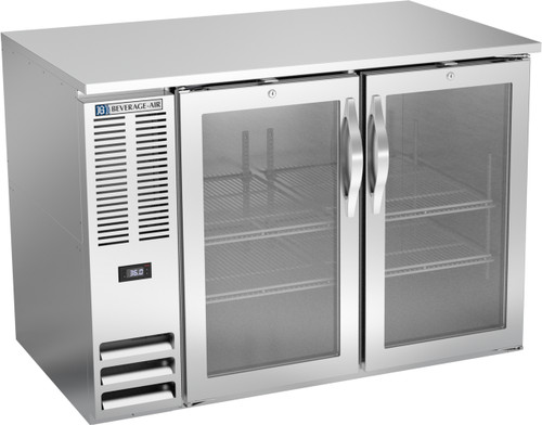 Beverage Air BB48HC-G-S 48" W Stainless Steel Two-Section Glass Door Refrigerated Back Bar Storage Cabinet - 115 Volts