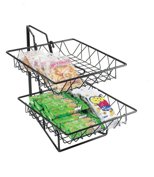 Cal-Mil 1293-2 12"W x 15"D x 15"H Square Black Wire Display Rack