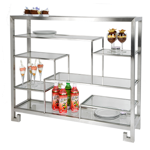 Eastern Tabletop AC1765BKMB 38-3/8"W x 9-7/8"D x 31-1/2"H Black 18/10 Stainless Steel Tabletop Display Stand