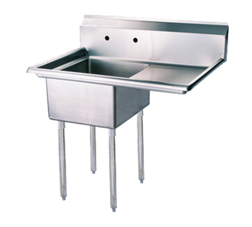 Turbo Air TSA-1-R1 36" - 39" 18-Gauge Stainless Steel One Compartment Sink With Right-Hand Drainboard 11" Deep