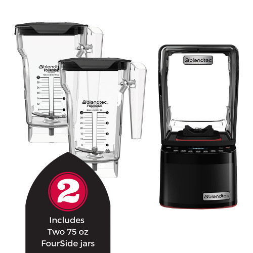 Blendtec S885C2901-B1GB1A 3.8 HP Stealth 885 Countertop Blender Package with Two 75 Oz. FourSide Jars