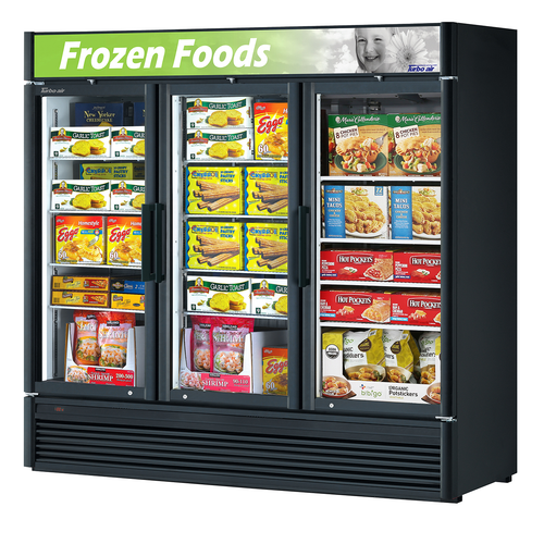Turbo Air TGF-72SD-N 78"W Three-Section Glass Door Super Deluxe Glass Merchandiser Freezer
