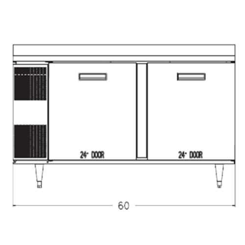 Randell 9205F-290 60"W Two-Section Solid Door Freezer Counter/Work Top