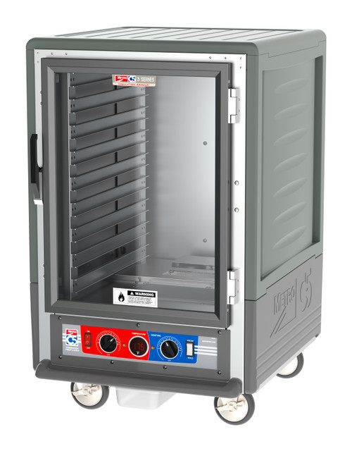 Metro C535-CFC-L-GY C5 3 Series Gray Half-Size Insulated Heated Holding & Proofing Cabinet with Clear Door and Lip Load Slides - 120V