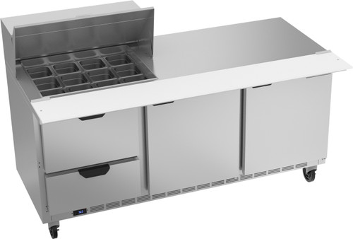 Beverage Air SPED72HC-12M-2 72" W Three-Section Two Door Mega Top Refrigerated Counter
