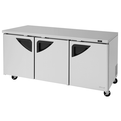 Turbo Air TUR-72SD-N 72.63"W Three-Section Reach-In Super Deluxe Series Undercounter Refrigerator