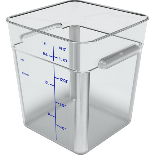 Carlisle 1195507 18 Qt. Clear with Blue Print Polycarbonate Squares Food Storage Container