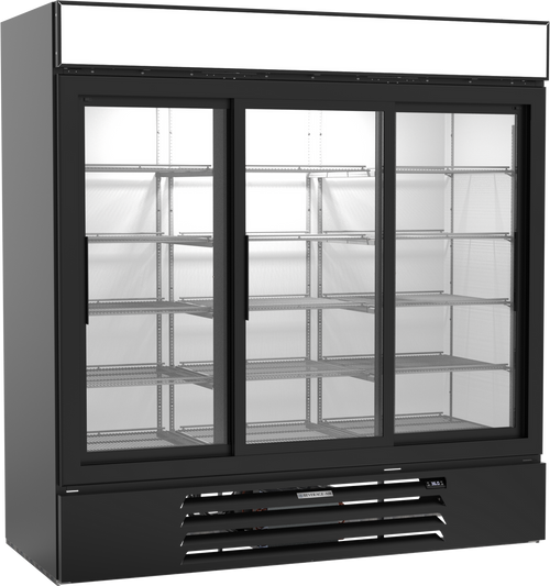Beverage Air MMR66HC-1-B 75" W Three-Section Glass Door MarketMax Refrigerated Merchandiser