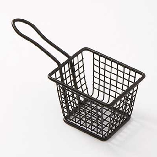 American Metalcraft FRYB433 Stainless Steel Black Rectangular Mini Fry Basket