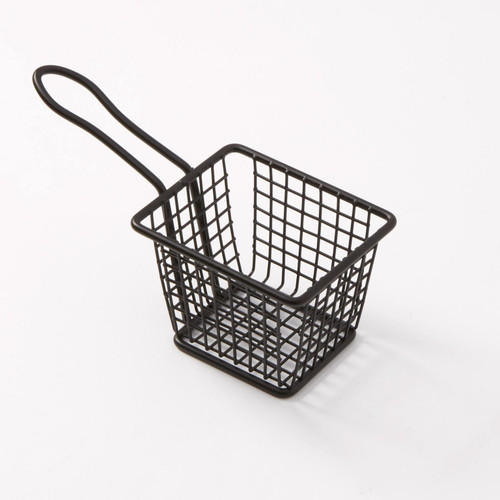 American Metalcraft FRYB433 Stainless Steel Black Rectangular Mini Fry Basket