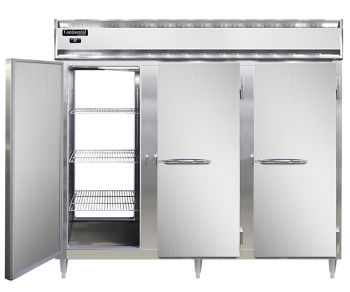 Continental Refrigerator D3RENPT 85.5"W Three-Section Steel Door Designer Line Wide Refrigerator