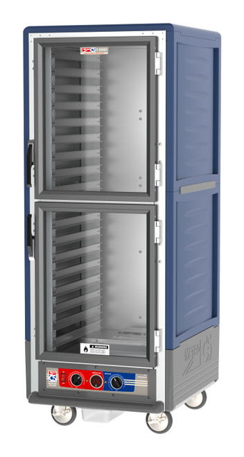 Metro C539-MDC-L-BU C5 3 Series Blue Full-Size Insulated Moisture Heated Holding & Proofing Cabinet with Clear Dutch Doors and Lip Load Slides - 120V