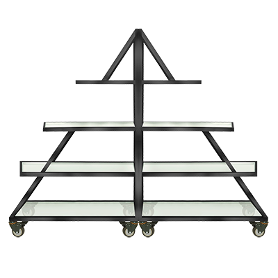 Eastern Tabletop ST1725MB 82-1/2"W x 29-3/4"D x 128-3/4"H Black Stainless Steel Triangle Mobile Buffet