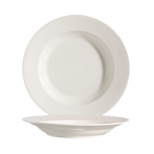 CAC China 101-120 12" Dia. 22 Oz. Porcelain Bone White Round Lincoln Soup Plate (1 Dozen)