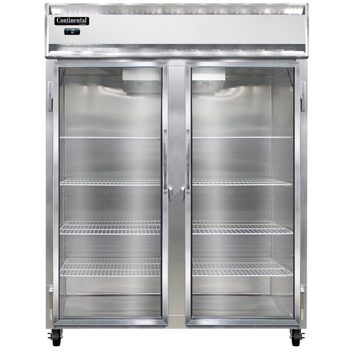 Continental Refrigerator 2FE-SS-GD 57" W Two-Section Glass Door Reach-In Extra-Wide Freezer - 115 Volts