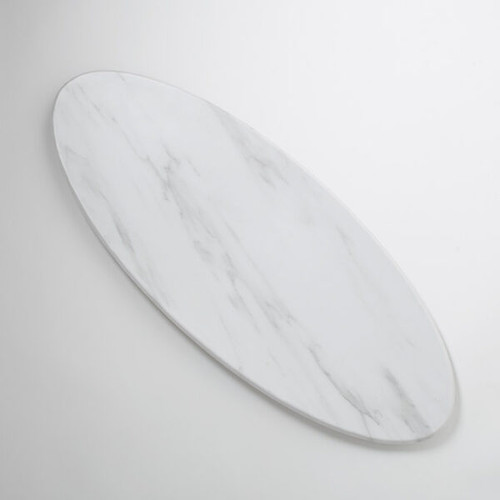 American Metalcraft MW25 Melamine White Marble Pattern Oval Serving Board