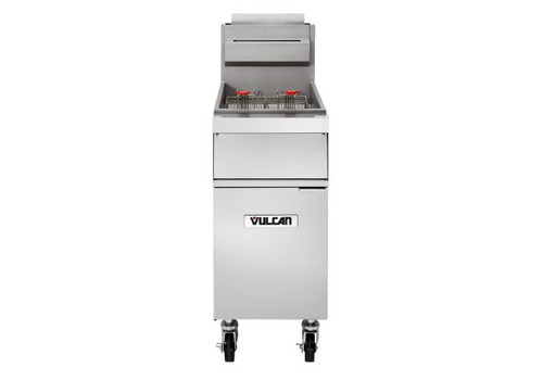 Vulcan 1GR35M-NG 35 Lbs. Stainless Steel Natural Gas Free-Standing Fryer - 90,000 BTU