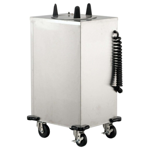 Lakeside 6110 Easy-Glide 10.13" Dia. Round Stainless Steel 1-Tube Heated Mobile Dish Dispenser