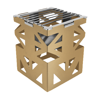 Eastern Tabletop 1742RZ 8”W x 8”D x 10”H Bronze 18/10 Stainless Steel Lexus Ridge Design Connecting Riser Stand