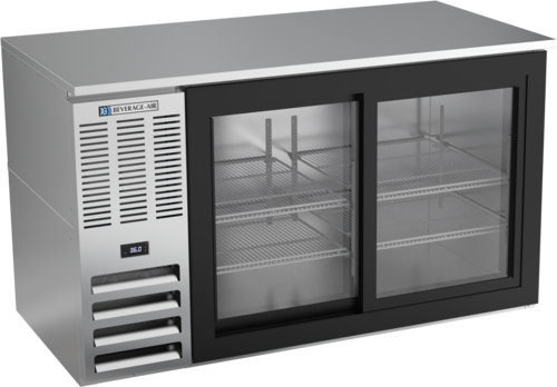 Beverage Air BB58HC-GS-S 58" W Two-Section Glass Door Refrigerated Back Bar Storage Cabinet - 115 Volts