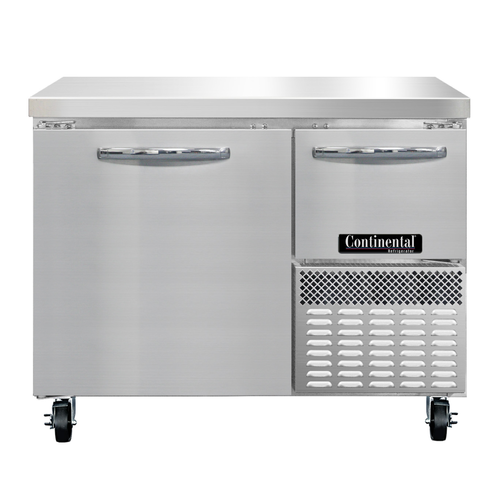 Continental Refrigerator RA43N 43" W Two-Section One Door Refrigerated Base Worktop Unit