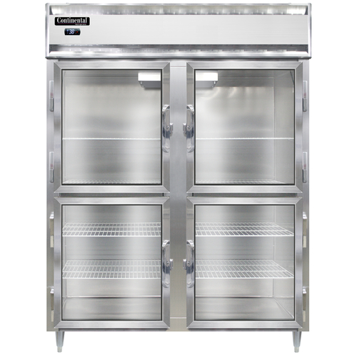Continental Refrigerator D2RESNGDHD 57" W Two-Section Glass Door Reach-In Designer Line Wide Refrigerator
