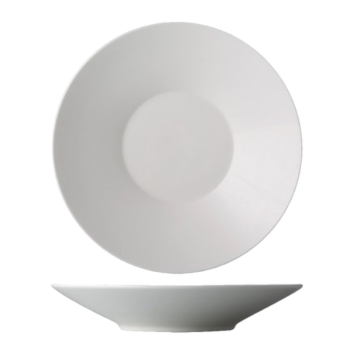 CAC China GDC-CR21 11" Dia. Bone White Porcelain Round Grand Canyon Plate (1 Dozen)