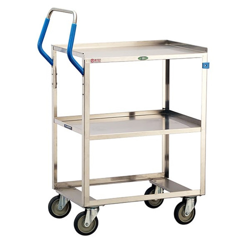 Lakeside 6810 Ergo-One 31.13" W Stainless Steel 2 Shelves Solid Open Base Utility Cart