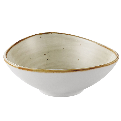 CAC China TUS-TB5-BGE 6 Oz. Desert Beige Porcelain Triangular Tucson Bowl (3 Dozen Per Case)
