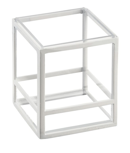 Cal-Mil 22076-15 5"W x 5"D x 6"H Square White Plastic & Steel Presentation Display