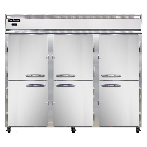 Continental Refrigerator 3FE-PT-HD 85.5"W Three-Section Solid Door Pass-Thru Extra-Wide Freezer - 220 Volts