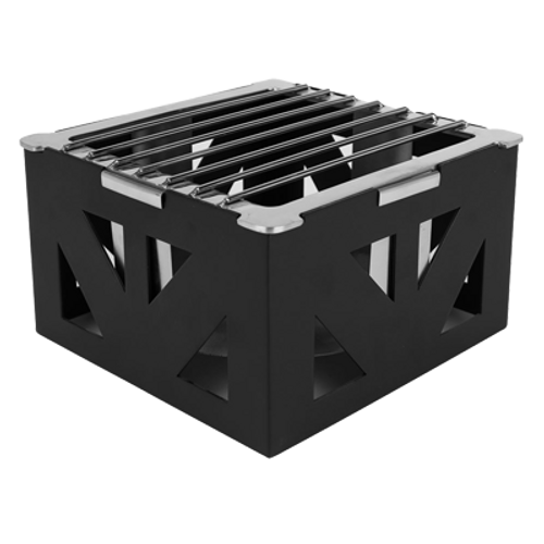 Eastern Tabletop 1741MB 8”W x 8”D x 5”H Black 18/10 Stainless Steel Lexus Ridge Design Connecting Riser Stand