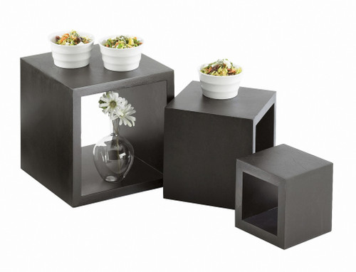 Cal-Mil 1915-96 9" Square Bamboo Midnight Bamboo Cube Riser Set