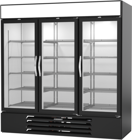 Beverage Air MMR72HC-1-B 75" W Three-Section Glass Door MarketMax Refrigerated Merchandiser