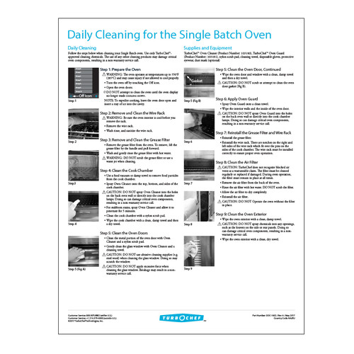 TurboChef DOC-1602 8-1/2" x 11" Poster Daily Cleaning