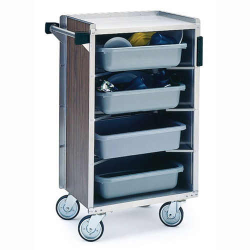 Lakeside 890 27.75" W Stainless Steel Solid Enclosed Back and Sides 4 Shelves Bussing Cart