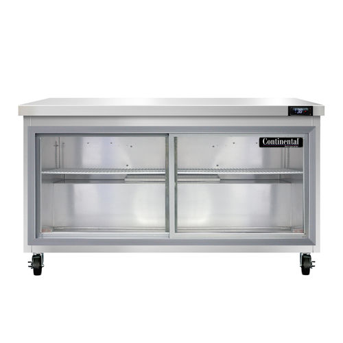 Continental Refrigerator SW60NSGD 60"W Two-Section Glass Door Work Top Display Refrigerator