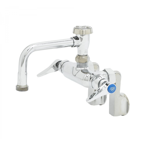 T&S Brass B-0259 Mixing Faucet B-0409-02 vacuum breaker swing nozzle wall mount 1/2" adjustable inlet arms chrome polish
