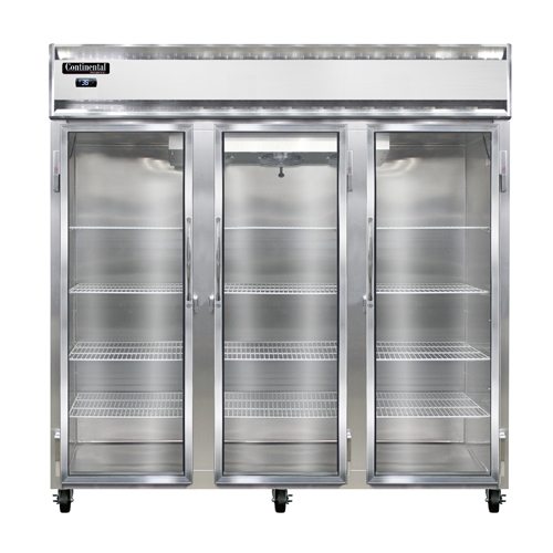 Continental Refrigerator 3RNGD 78" W Three-Section Glass Door Reach-In Refrigerator
