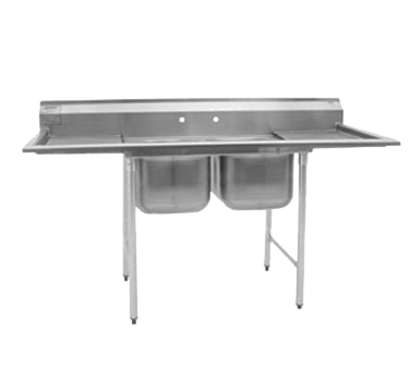 Eagle Group 314-16-2 40" - 53" Stainless Steel Two Compartment 314 Series Sink 13-1/2" Deep