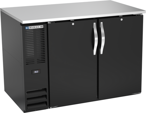 Beverage Air BB48HC-B 48" W Two-Section Solid Door Refrigerated Back Bar Storage Cabinet - 115 Volts